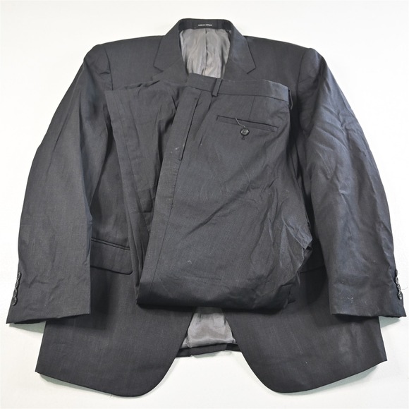 Kenneth Cole 48R 36x30 Dark Gray 100% Wool Mens Jacket Pants Suit